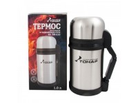 Термос Tonar TM-010 1,0 л (дополн. чашка, скл. ручка, ремень)