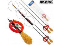 Удочка зимняя Akara HFTC-3 с катушкой Red (хлыст Hi Carbon teleskop 3 составной)