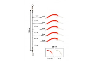 Снасточка морская Akara Paternoster Gummi Eel SP008 H5 №5/0 Lumo-Red