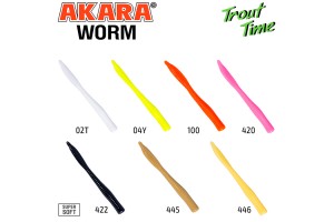 Силиконовая приманка Akara Trout Time WORM 3" 446, Tu-Frutti (10 шт)