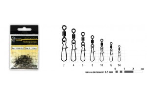 Вертлюг с застежкой Akara Rolling Swivel with Fastlock Snap 23104 №8 (10 шт.)