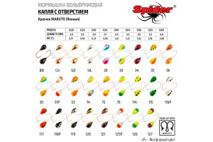 Мормышка W Spider Капля с отверст. краш. 3,0 мм 0,37 гр. 126