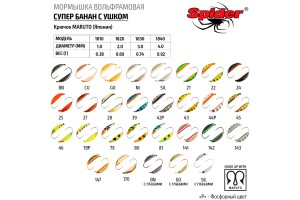 Мормышка W Spider Супер банан с ушком гальваника с покраской 2,0 мм 0,40 гр. 141