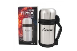 Термос Tonar TM-010 1, 0 л (дополн.пласт.чашка, скл.ручка, ремень)