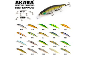 Воблер Akara Best Minnow 100SP 15 гр. (9/17 oz 3, 9 in) A190