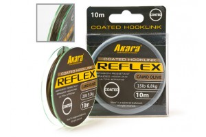 Материал поводочный Akara Reflex Hooklink Camo Olive в оболочке 10 м 60 lb