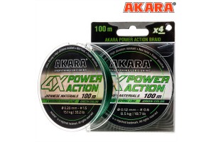 Шнур Akara Power Action X-4 Green 100 м 0, 10