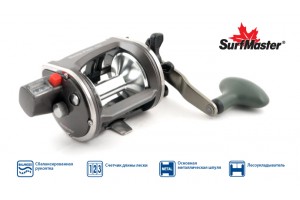 Катушка мультипликаторная Surf Master Deep Fish 600 3+1bb R со счетчиком