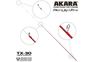 Хлыст углепластик для спиннинга Akara SL1004 Micro Jig Ultra 762UL-S TX-30 (0, 5-6) 2, 3 м