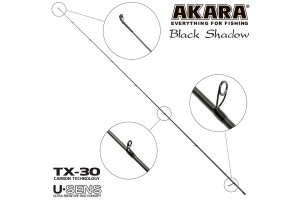 Хлыст углепластик для спиннинга Akara SL1001 Black Shadow 802MLF TX-30 (3, 5-10, 5) 2, 44 м