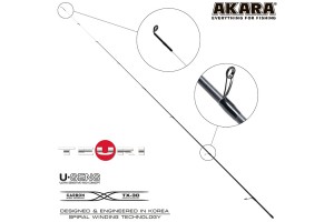 Хлыст углепластик для спиннинга Akara Teuri S602UL (0, 6-7) 1, 83 м