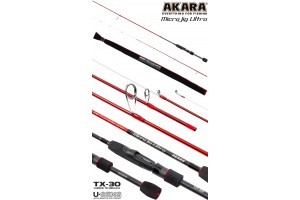 Спиннинг штекерный углепластик 2 колена Akara SL1004 Micro Jig Ultra 702UL-S TX-30 (0, 5-6) 2, 1 м