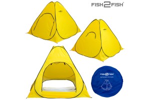 Палатка зимняя Fish 2 Fish автомат. 2, 2х2, 2x1, 7 м дно на молнии желтая